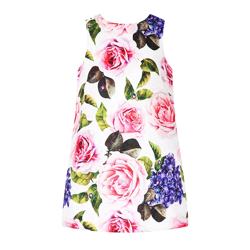 Платье для девочек; Robe Fille; коллекция года; дизайнерская летняя одежда для маленьких девочек; летнее платье без рукавов с цветочным рисунком для девочек; платье принцессы; детская одежда - Цвет: 696