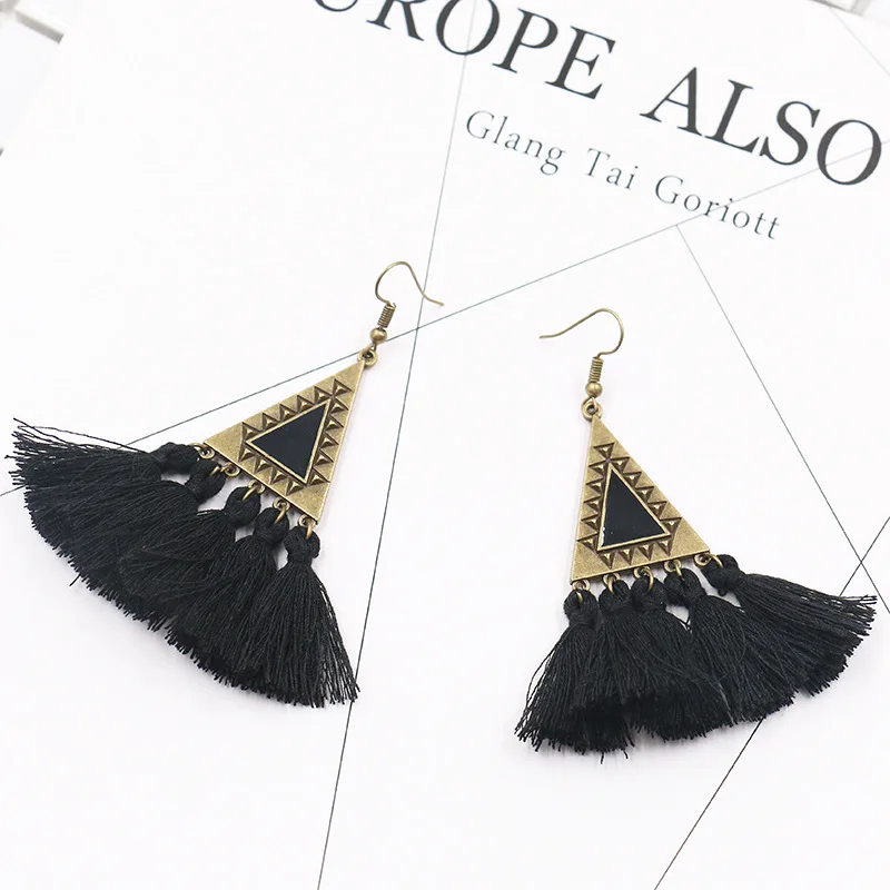 Серьги кисточкой для женщины в богемном стиле Стиль себе длинные серьги Винтаж