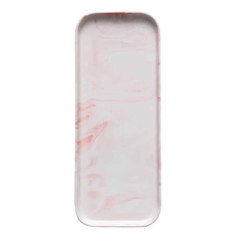 Pink Rectangle L NOOLIM нордическая мраморная тарелка для стейка, блюдо для стейка в западном стиле, керамический квадратный поднос, домашняя тарелка из костяного фарфора для закусок, тарелка для фруктового салата, посуда - Цвет: Pink Rectangle L
