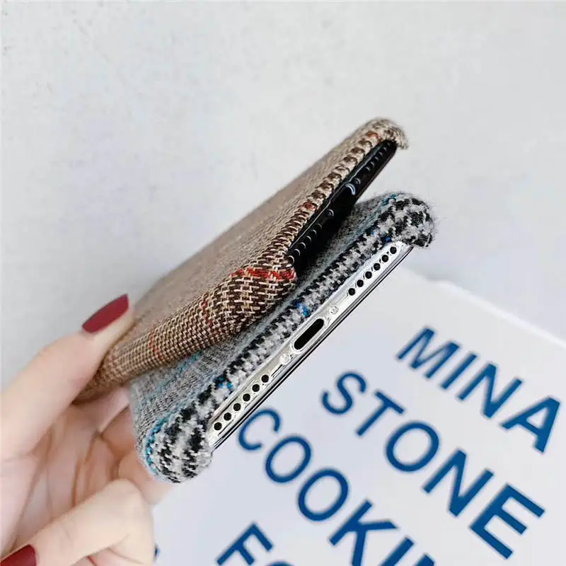 Fabric European And American Plaid For Iphone 66S 6P 78 78plus X Xs Xr Xsmax All-Inclusive Mobile Shell |
