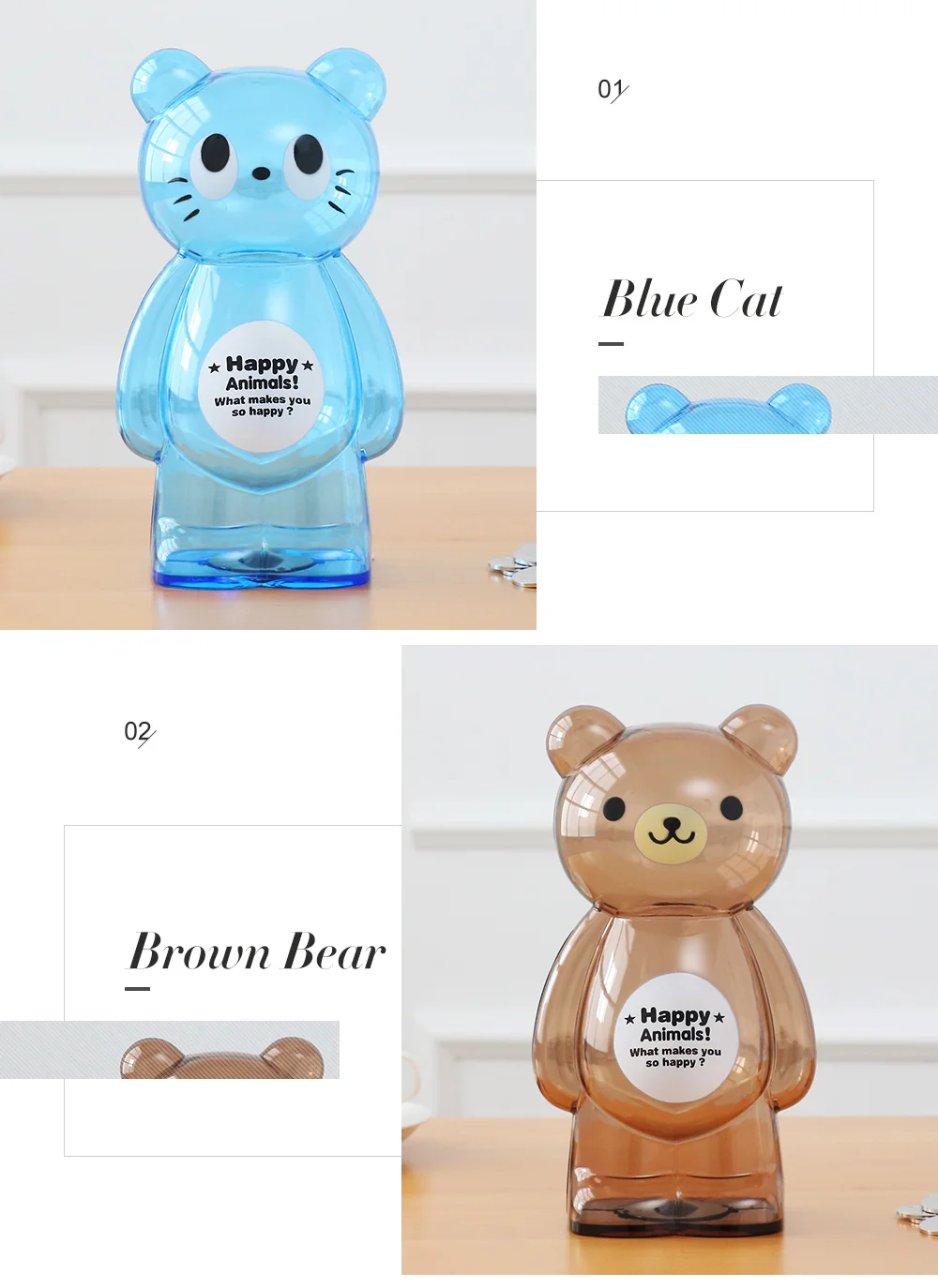 Bear Money Box Plastic Coin Saving Piggy Bank Transparent Candy Storage Safe Box Child Kids Cash for Deposit Home Decor AP0728