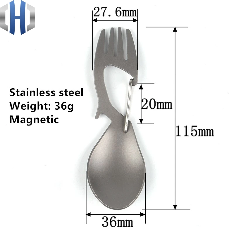 Pure titanium многофункциональная вилка ложка Титановая Ложка с открывалкой для бутылок вилка из нержавеющей стали ложка походная посуда