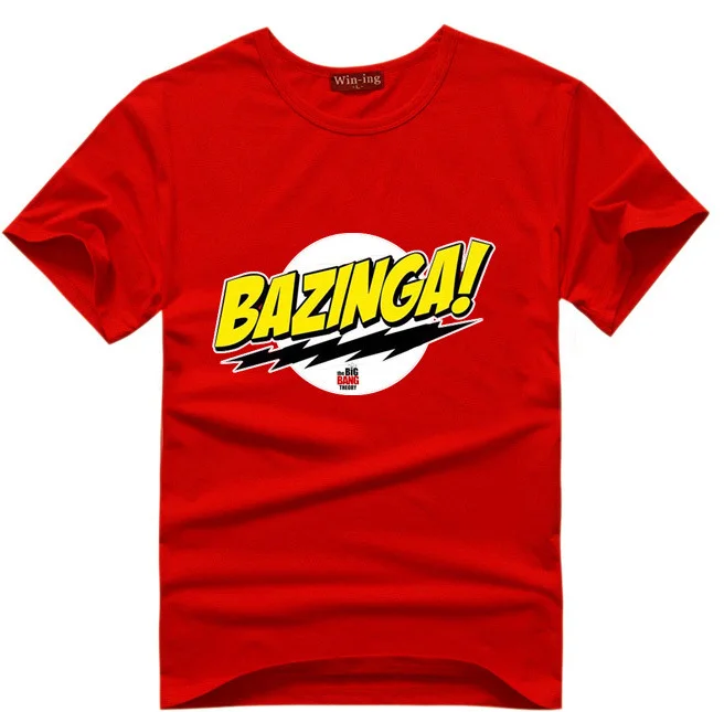 Bazinga, хлопковая Мужская футболка, Шелдон Купер, футболки, комический гик, футболка, Теория большого взрыва - Цвет: red