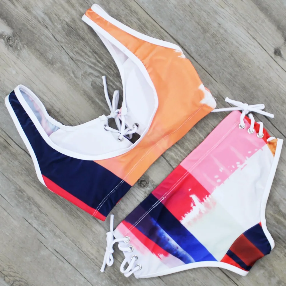 ZMTREE 2017 комплект бикини с принтом укороченный топ купальник пуш ап женский