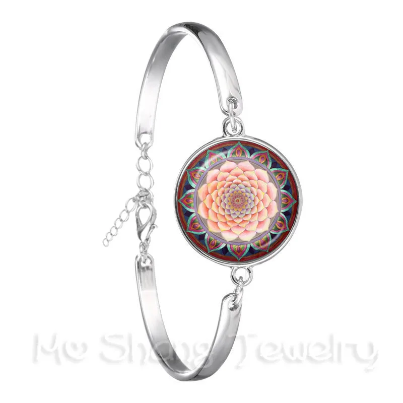 Стеклянный браслет из кабошона 18 мм мандала буддистский символ ом Zen хна для йоги