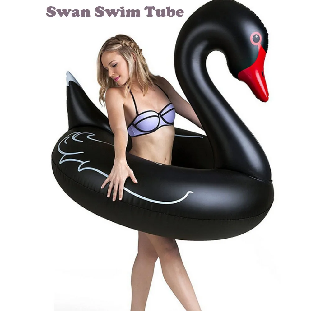 

120cm Inflatable Black Swan Swimming Ring Floating Row Adult Pool Floats Beach Mattress Flamingo Unicorn Swim Circle Water toys