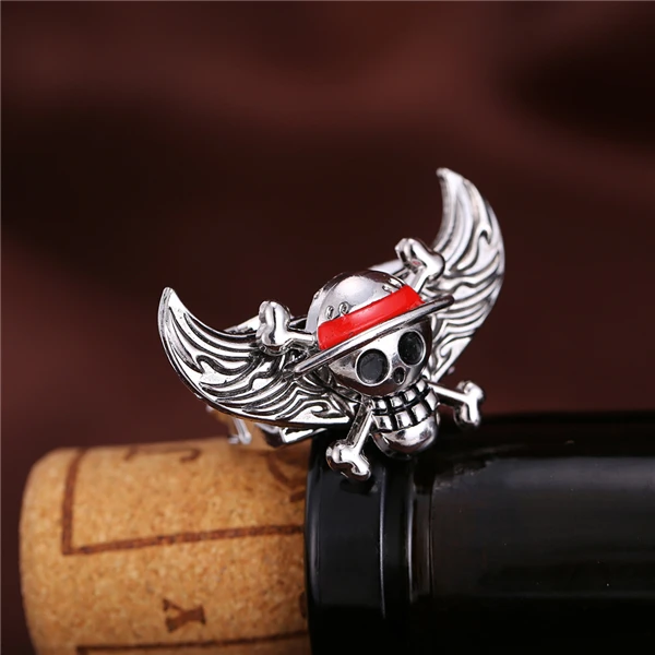 Hot Anime One Piece Portgas skull male rings rotatable Angel Wings personality for men jewelry 2016 new arrival | Украшения и