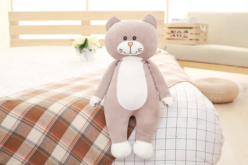 Kawaii/черный/серый/розовый кот, плюшевые игрушки, кукла, мягкий пух, хлопок, подушка в виде животного, прекрасный Рождественский подарок для детей, детей, девочек