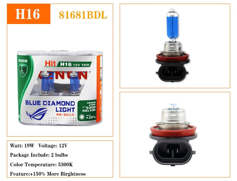 XENCN 12V холодный белый автомобильные галогенные лампы H1 H3 H4 H7 H8 H9 H10 H11 H13 H15 H16 HB1 HB3 HB4 HB5 880 881 9012 9005 9006 H8B H9B