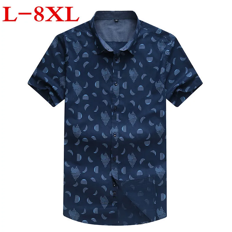 2018 Новые Большие размеры 8XL 7XL 6XL 100% хлопок Принт товара рубашка XL жира люди носят