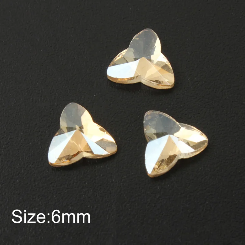 Clover 6mm Сердце/конский глаз/луна/овальный кристалл для ногтей шампанское горный хрусталь 3D Шарм плоский стеклянный камень маникюр стразы для ногтевого дизайна каменный декор - Цвет: Clover 6mm