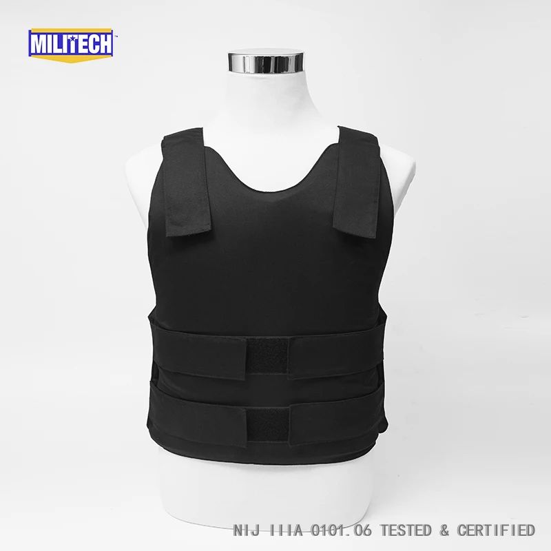 

Militech Black NIJ IIIA 3A and Level 1 Stab Concealable Twaron Aramid Bulletproof Vest Covert Ballistic Bullet Proof Vest