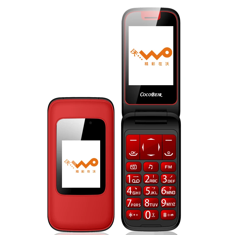 Unlock 3G WCDMA Flip Senior Feature Mobile Phone Dual Display SOS Quick Call DV Large Russian Key Simply Working For Old People
