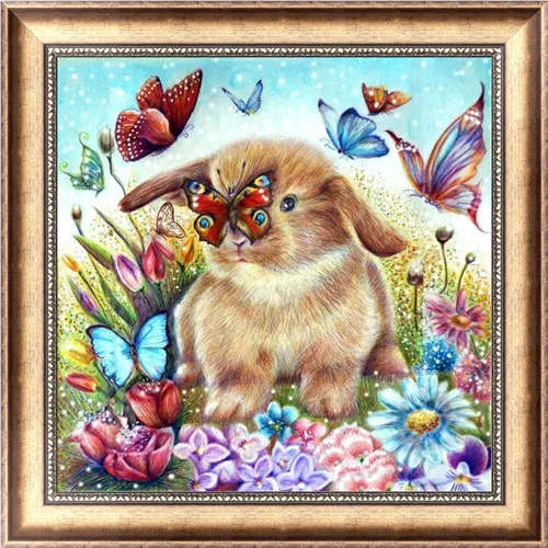 rabbit Diy 5d алмазная картина животное круглая Алмазная мозаика картина стежка вышивка узор вышивка ручной работы Детский подарок - Цвет: rabbit