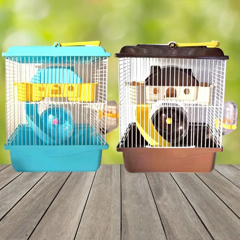 Двойная Роскошная прозрачная клетка для хомяка мышей маленькая кровать домашних