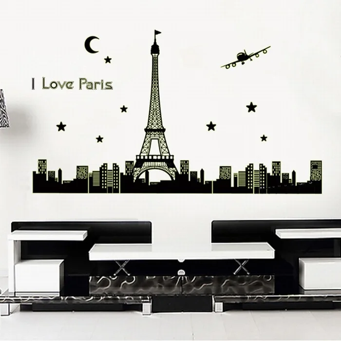 Большой Серебристое свечение в темноте светящееся виниловое украшение виде