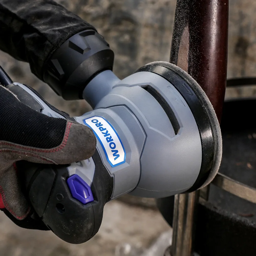 WORKPRO 300 Вт случайная шлифовальная машина с переменной скоростью случайная орбитальная шлифовальная машина с 10 шт. наждачной бумагой выхлоп пыли и гибридная Пылезащитная канистра