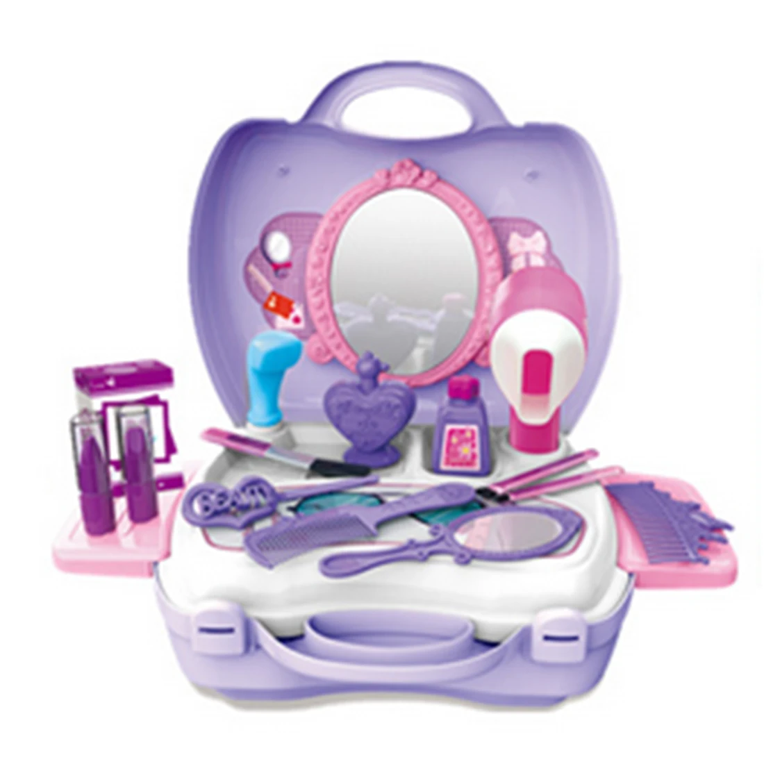 21Pcs/set Children Advanced Cosmetics Case Makeup Toy Kit Pretend& Play Emulational Dress and Cosmetics Suitcase Girls Gift