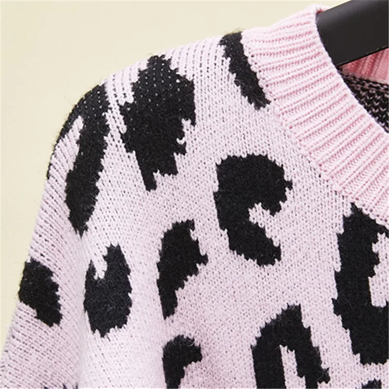 2019 Новый леопардовый свободный мягкий женский осенний вязаный свитер с круглым