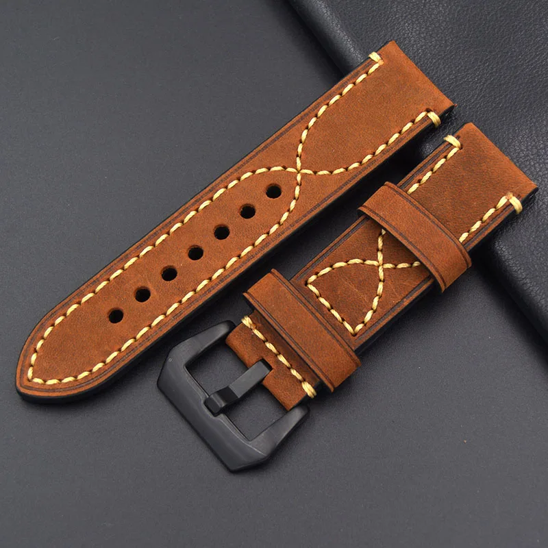 Ремешок для часов из натуральной кожи ручной работы браслет 20 22 24 26 мм|Ремешки