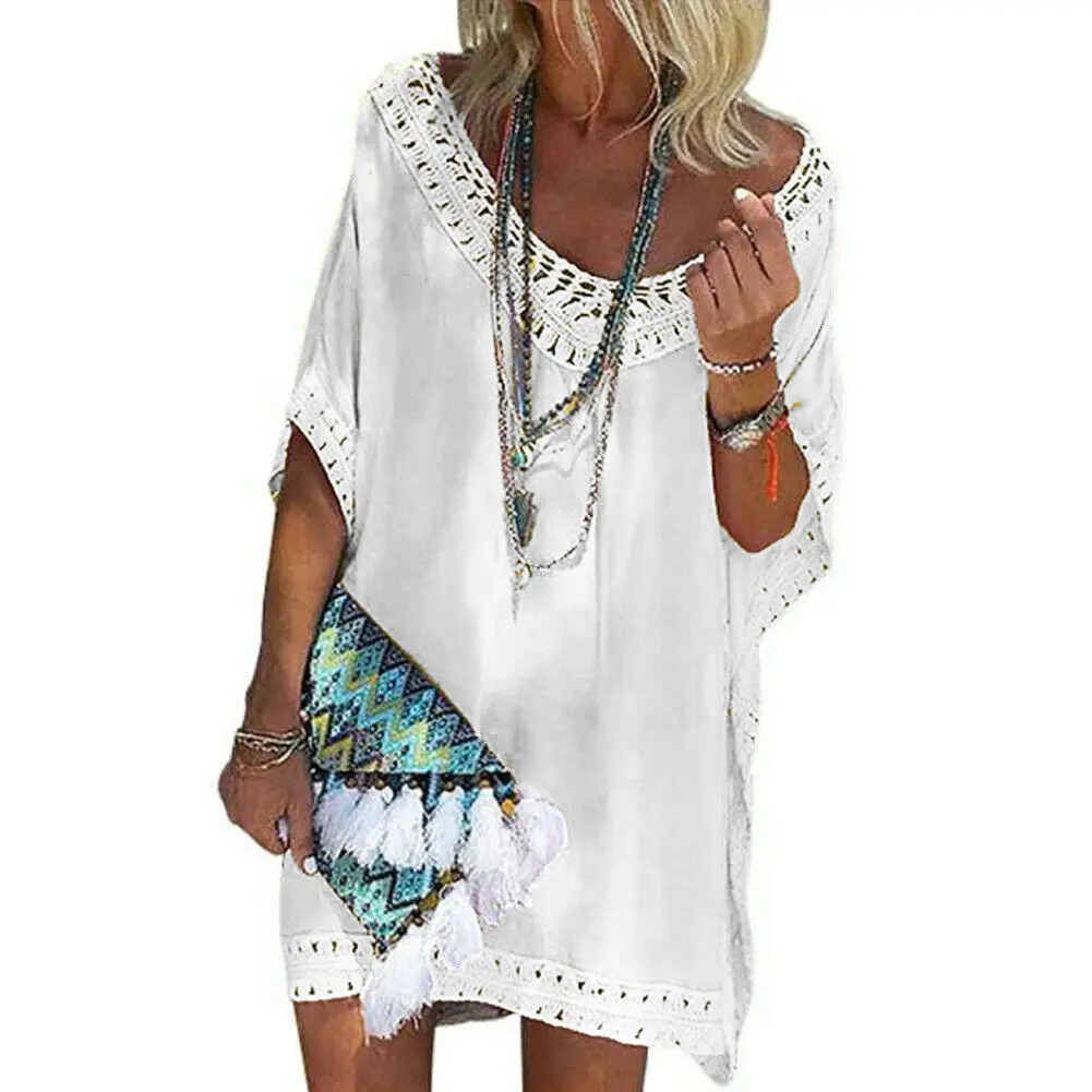 Женское летнее пикантное бикини с коротким рукавом и V-образным вырезом накидка