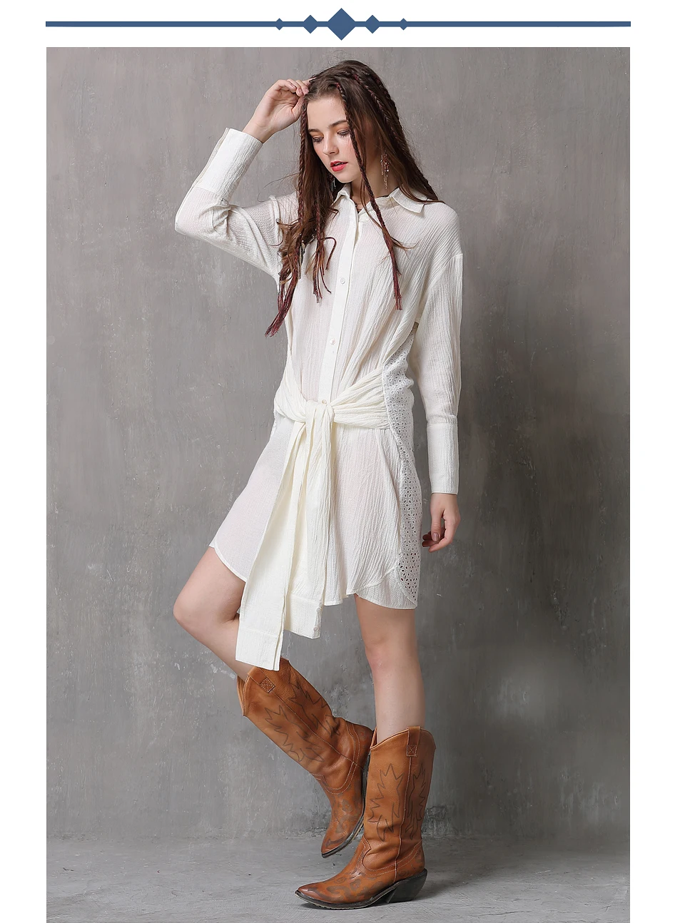 Женские топы и блузки Yuzi. мая Boho новая хлопковая женская блузка с отложным воротником однобортная открытая футболка A82090