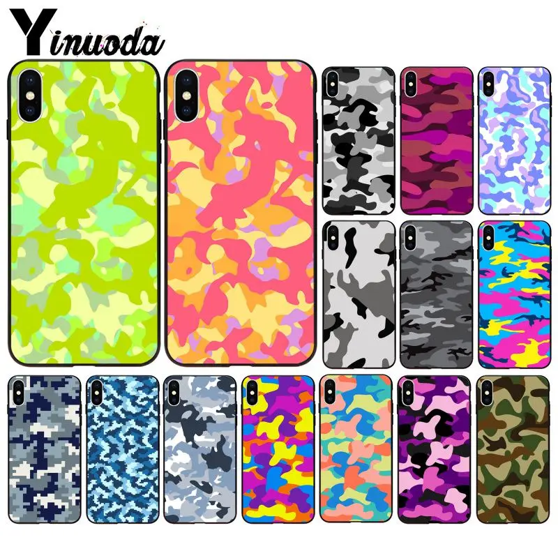 Yinuoda Камуфляжный Мягкий силиконовый чехол для телефона из ТПУ Apple iPhone 8 7 6 6S Plus X XS MAX