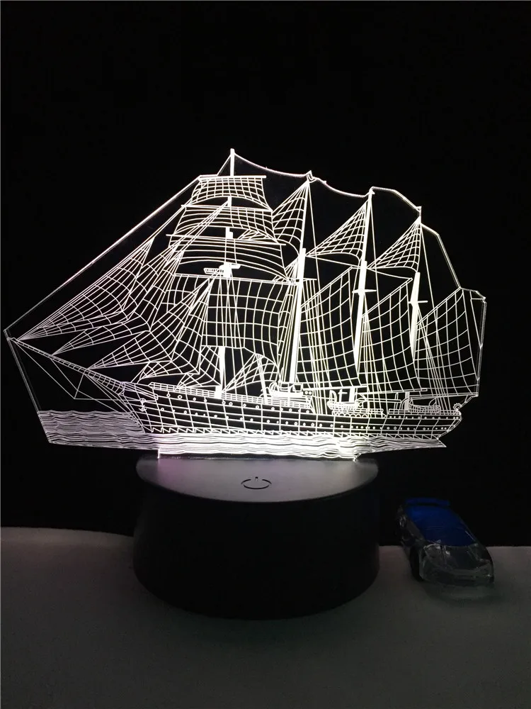 3D лампа в виде корабля парохода ночсветильник светильник освещение домашняя