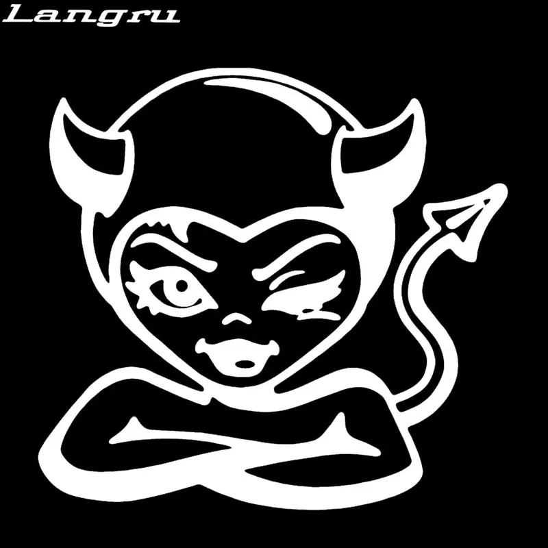 Langru милая женщина дьявол Монстр кривая улыбка Забавный автомобиль стикер