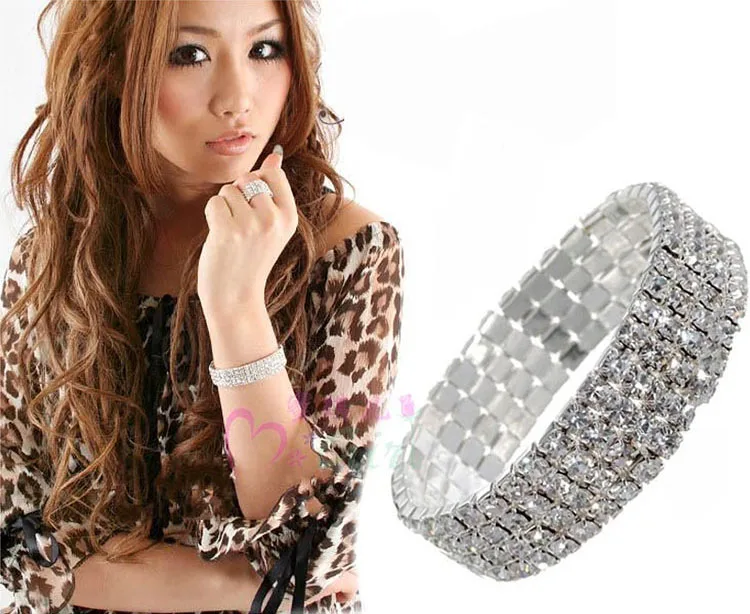 Браслет женский теннисный серебристый с квадратным фианитом 1 7 рядов|tennis