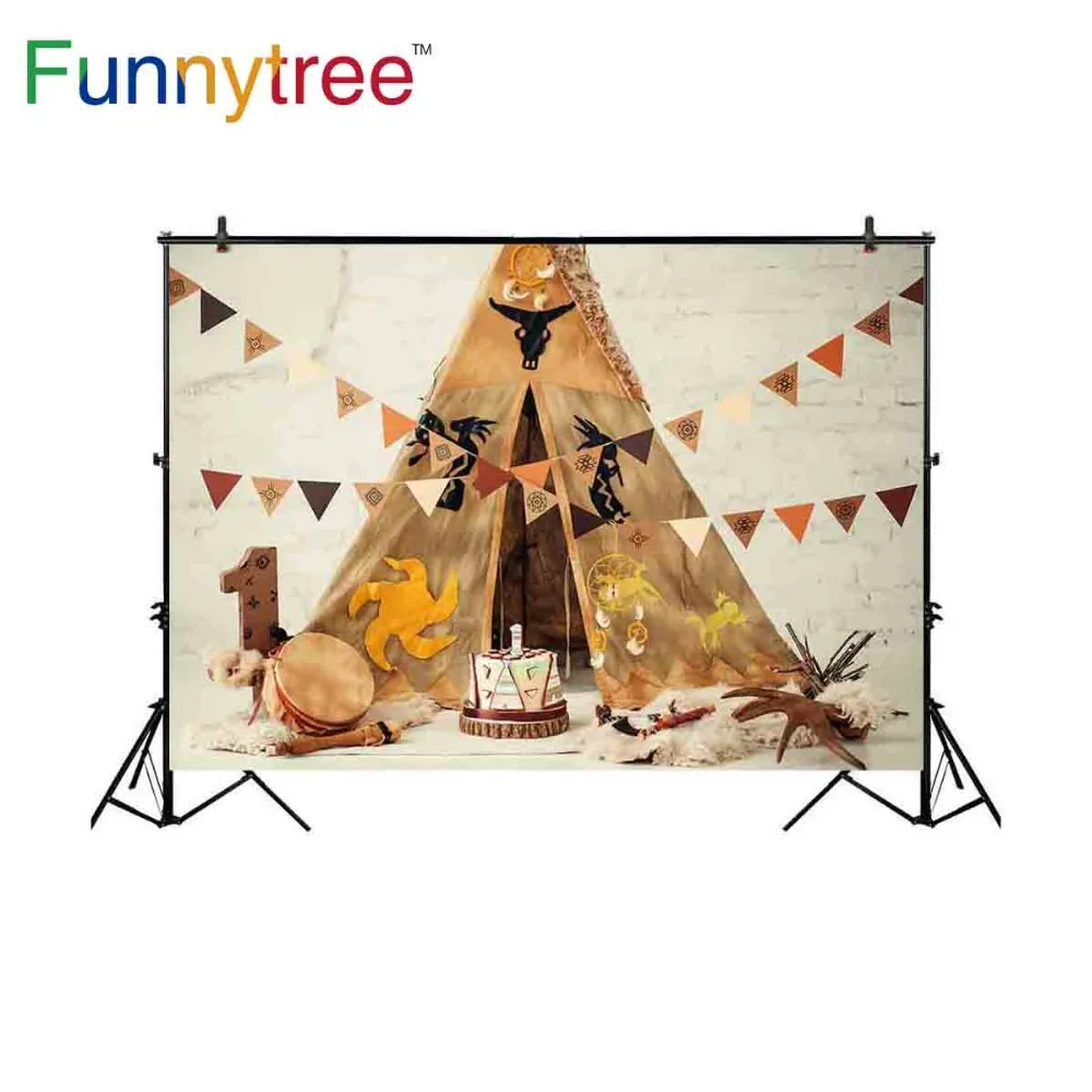 

Funnytree backdrop for photographic studio Indian theme cake smash baby first birthday tent background photobooth photocall