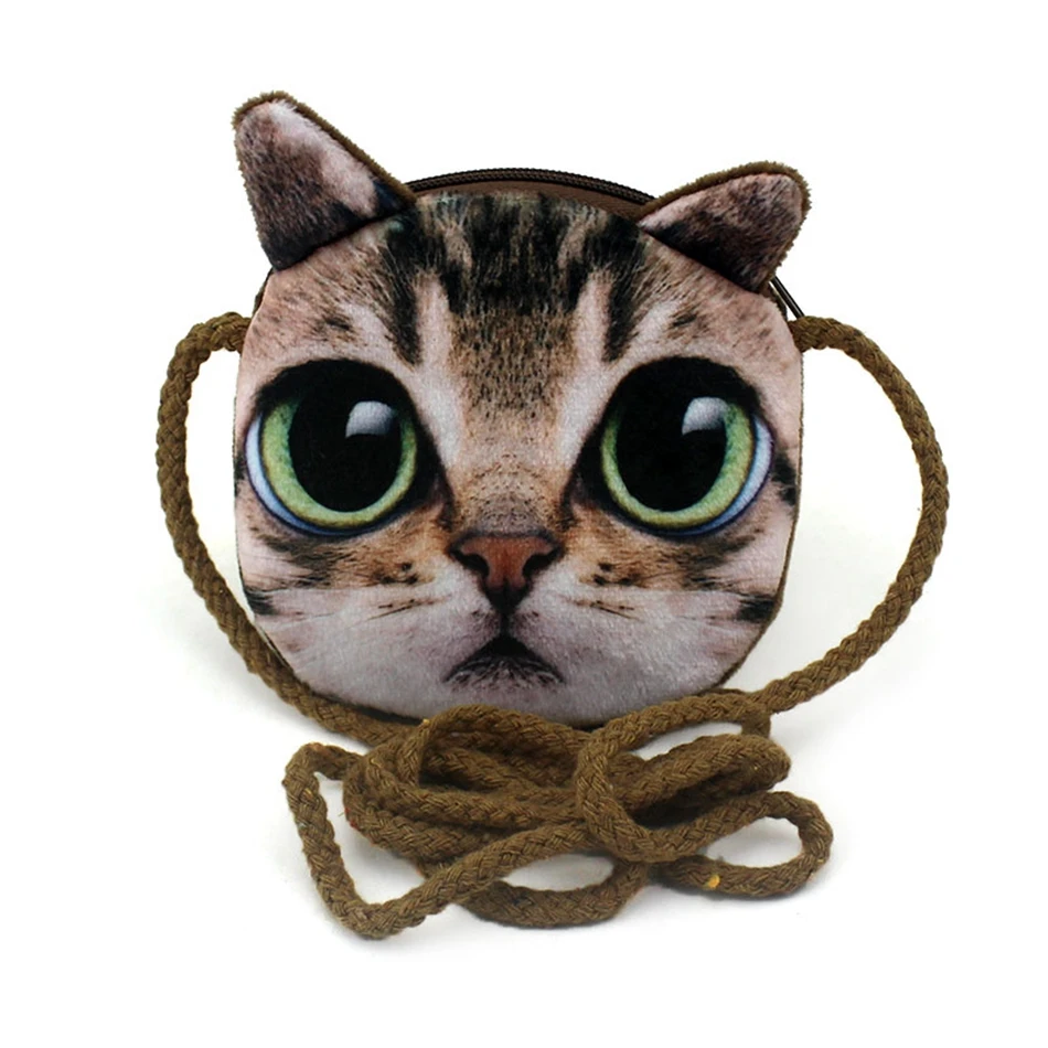Весь милый мультфильм 3D печать животных мини портмоне держатели Cat плечо мешок