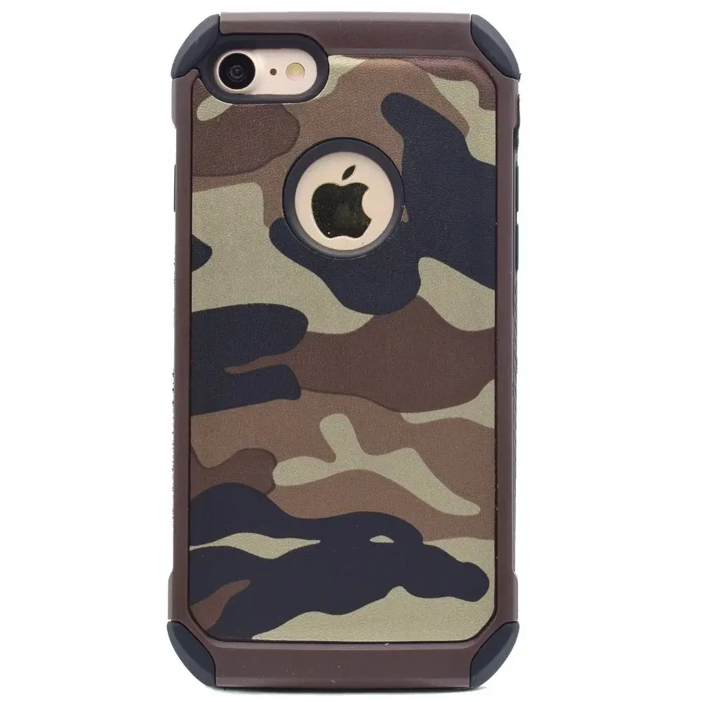 Brown Военный резиновый противоударный чехол для iPhone X, 8, 7, 6, 6S Plus, 5, 5S, SE, для спорта на открытом воздухе, для мальчиков, смешанные цвета, сверхпрочный - Цвет: Brown