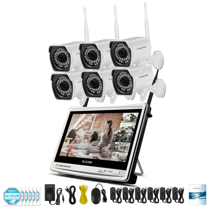 6 Pieces Cameras Jennov CH 1080P Беспроводной NVR комплект WiFi CCTV система 1" ЖК монитор экран 2MP уличная инфракрасная камера видеонаблюдения комплект видеонаблюдения - Цвет: 6 Pieces Cameras