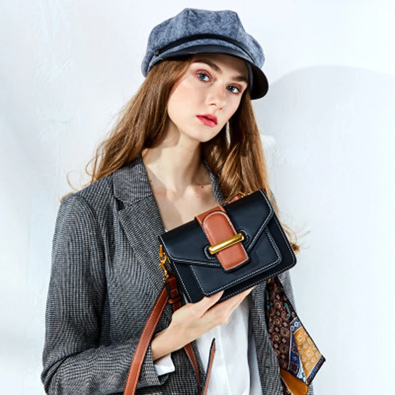 2018 Fashion Women Messenger Bag Cow Leather Panelled Pattern Famous Brand Flap Luxury Design Female Crossbody | Багаж и сумки
