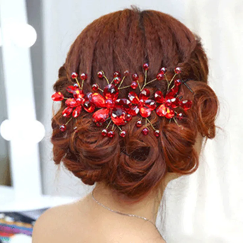 Повязка для волос ручной работы с красными и белыми цветами свадебный головной убор невесты Свадебные аксессуары с жемчугом Ювелирные изделия для волос YWDH23
