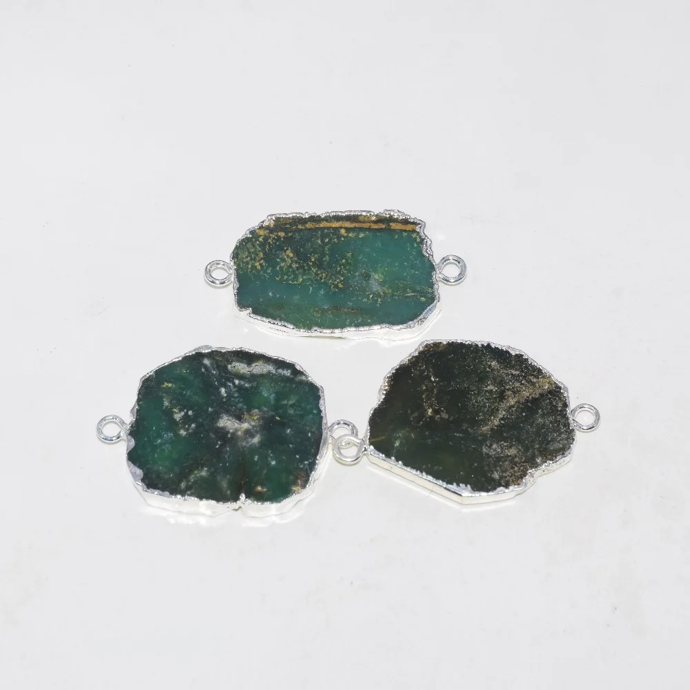 Натуральный срез chrysoprase Raw соединитель для производства ювелирных изделий 2020