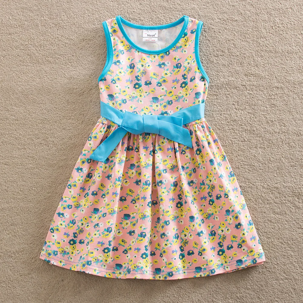 Платья для девочек JUXINSU летние хлопковые платья без рукавов с цветочным принтом