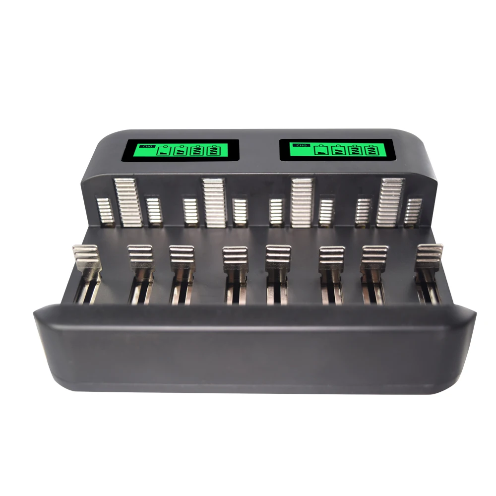 Быстрое зарядное устройство 8-слотовый ЖК-дисплей USB-кабель для AAA AA SC C размер D