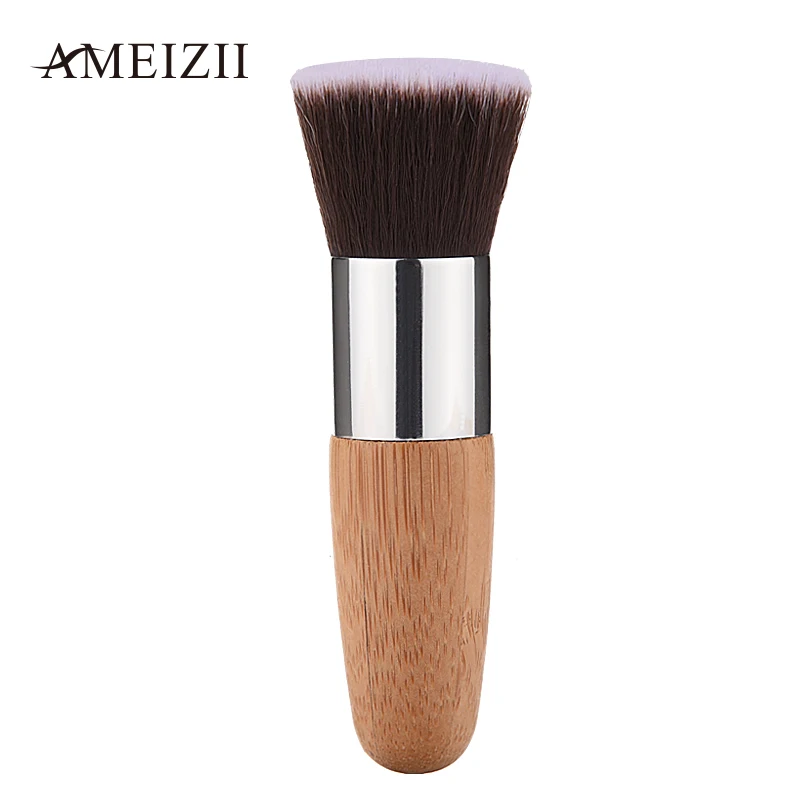 AMEIZII 1 шт. бамбуковые Кисточки для макияжа портативная плоская кисть румян