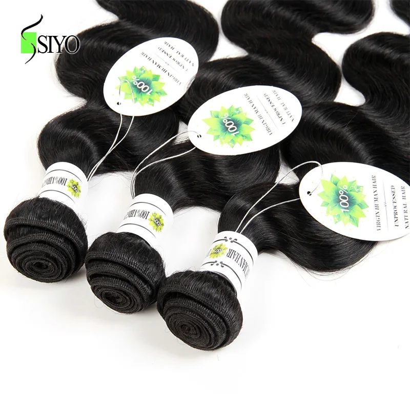 SIYO Malaysian Body Wave 3 Bundles With Lace Closure Human Hair bundles with closure non Remy Weave extensions |