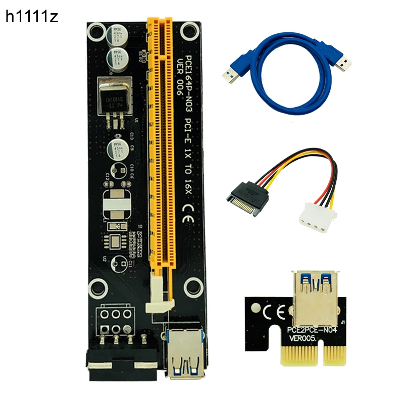 10 шт. Райзер карта h1111z Pci e 1x до 16x60 см Usb 3 0|Компьютерные кабели и разъемы| |