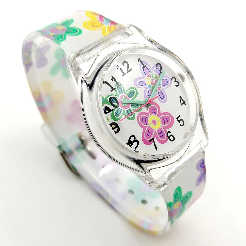 Женские Водонепроницаемые часы с цветочным циферблатом и силиконовым ремешком |