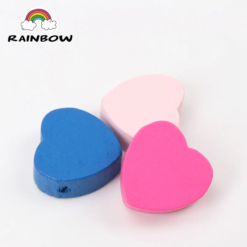 Деревянные бусины-разделители в форме сердца смешанные цвета для рукоделия 23x21