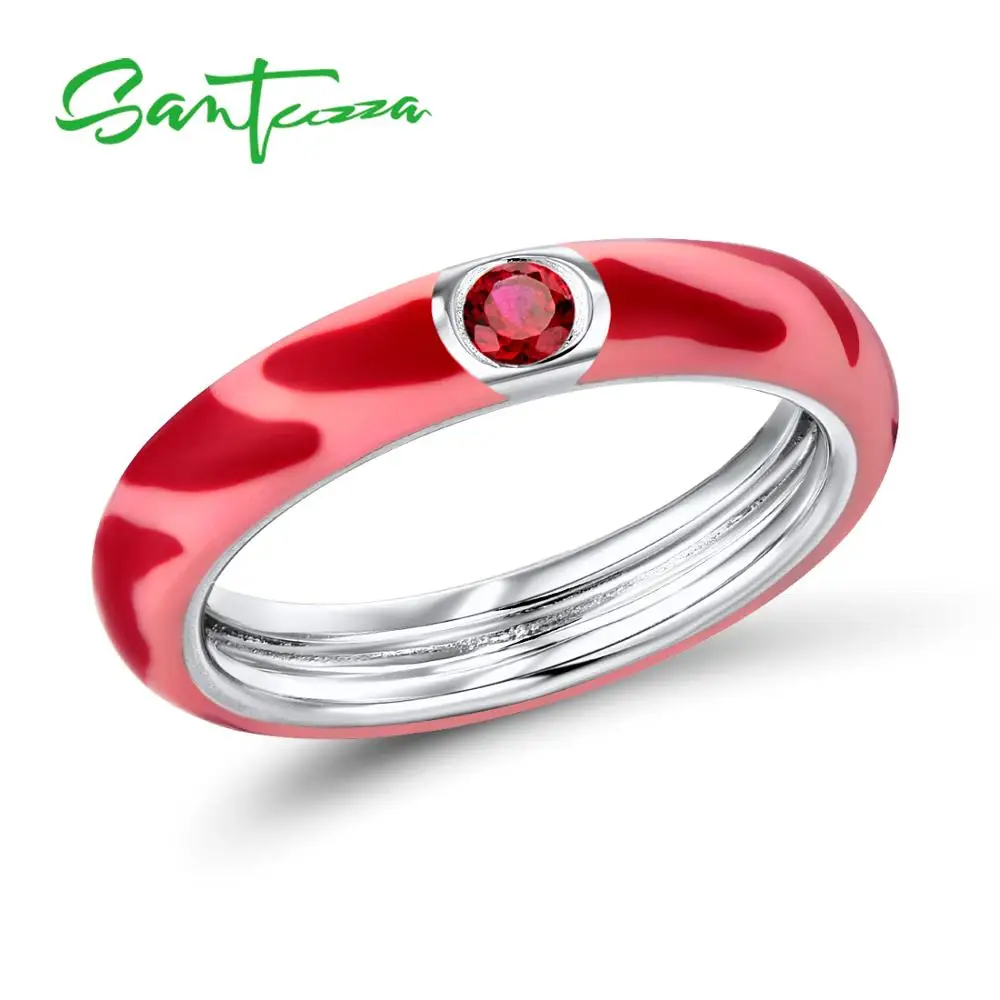 SANTUZZA, серебряные кольца для женщин, красочные кольца вечности, 925 пробы, Серебряное штабелируемое кольцо, модное ювелирное изделие, эмаль ручной работы