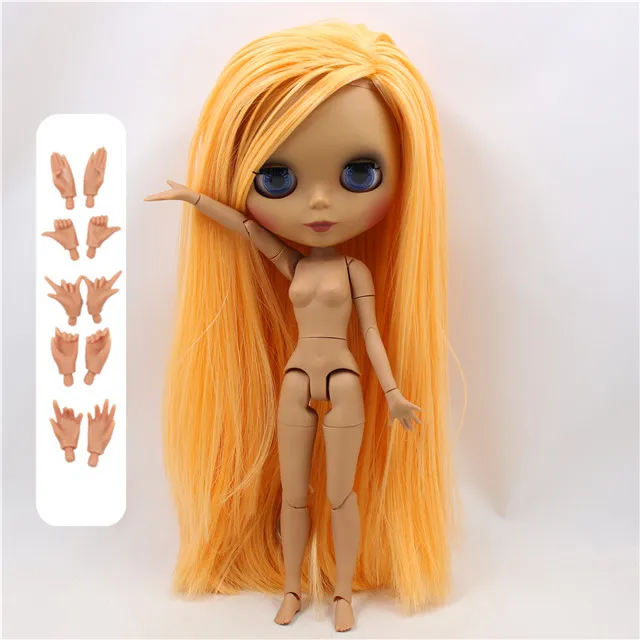 doll with hand A Заводская кукла blyth 1/6 bjd шарнирное тело темная кожа матовое лицо, волосы манго, голая кукла 30 см BL0559 - Цвет: doll with hand A