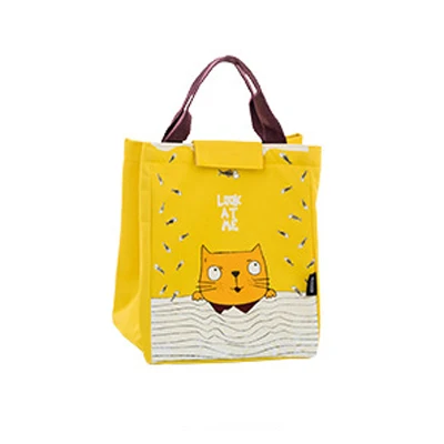 Yellow Cat BONAMIE мультфильм термо сумка для ланча милые животные Сумка-термос сумки для ланча дети портативный пляж еда мешок для пикника девушка охладитель сумка - Цвет: Yellow Cat