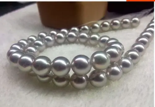 

Free Shipping stunning11-12mm perfect round south sea silver grey pearl necklace 17inch