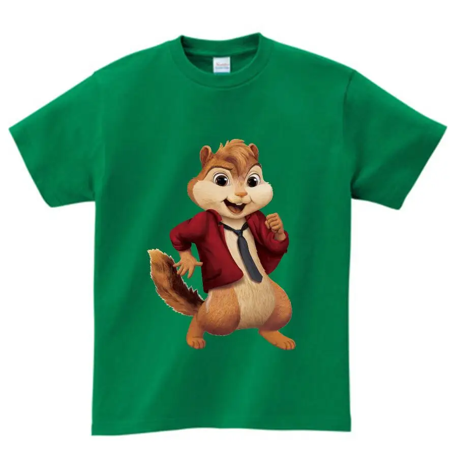 green childreT-shirt Коллекция года, детские футболки футболка с аниме «Элвин и Бурундук» футболка с короткими рукавами для мальчиков и девочек camiseta Theodore, футболка с рисунком - Цвет: green childreT-shirt