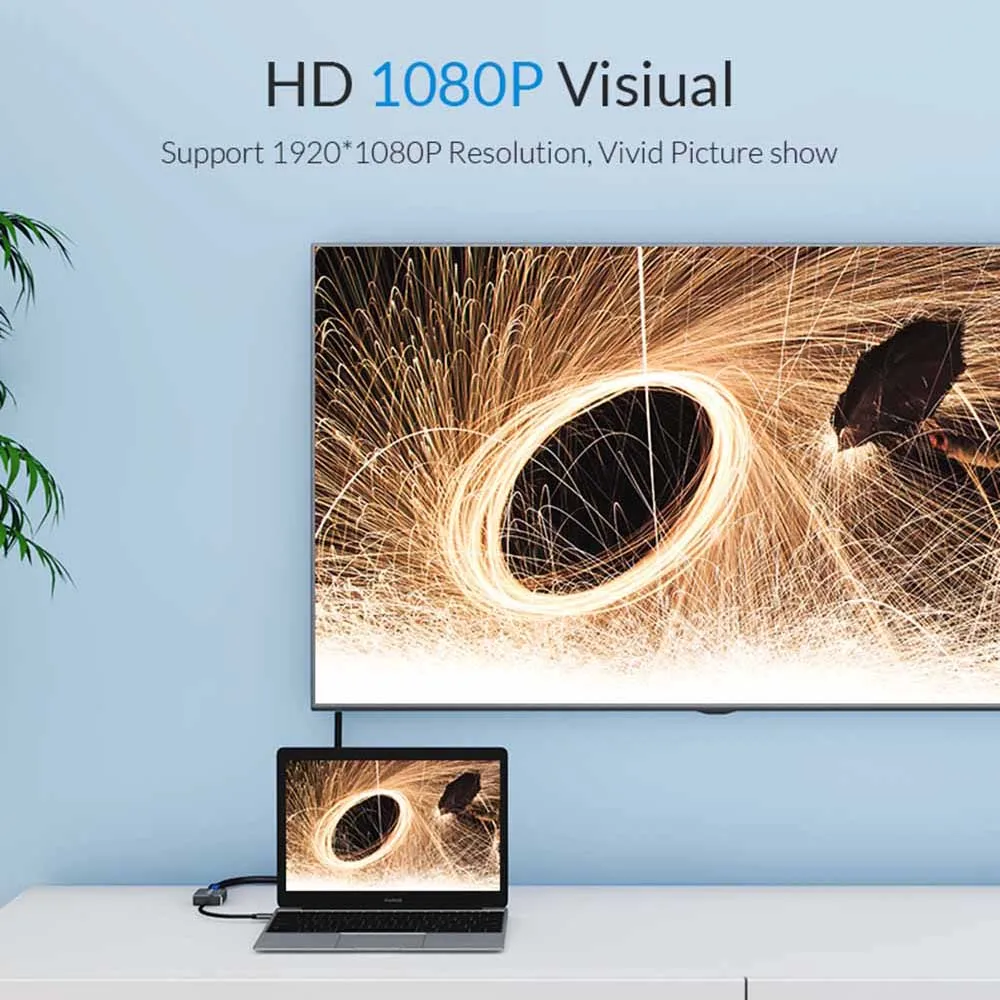 Кабель преобразователь Unnlink USB C на DVI Type FHD1080P 60 Гц Thunderbolt 3 адаптер для Macbook p20 p30 Galaxy